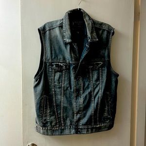 Marc Ecko Cut & Sew Men’s Acid Wash Denim Vest